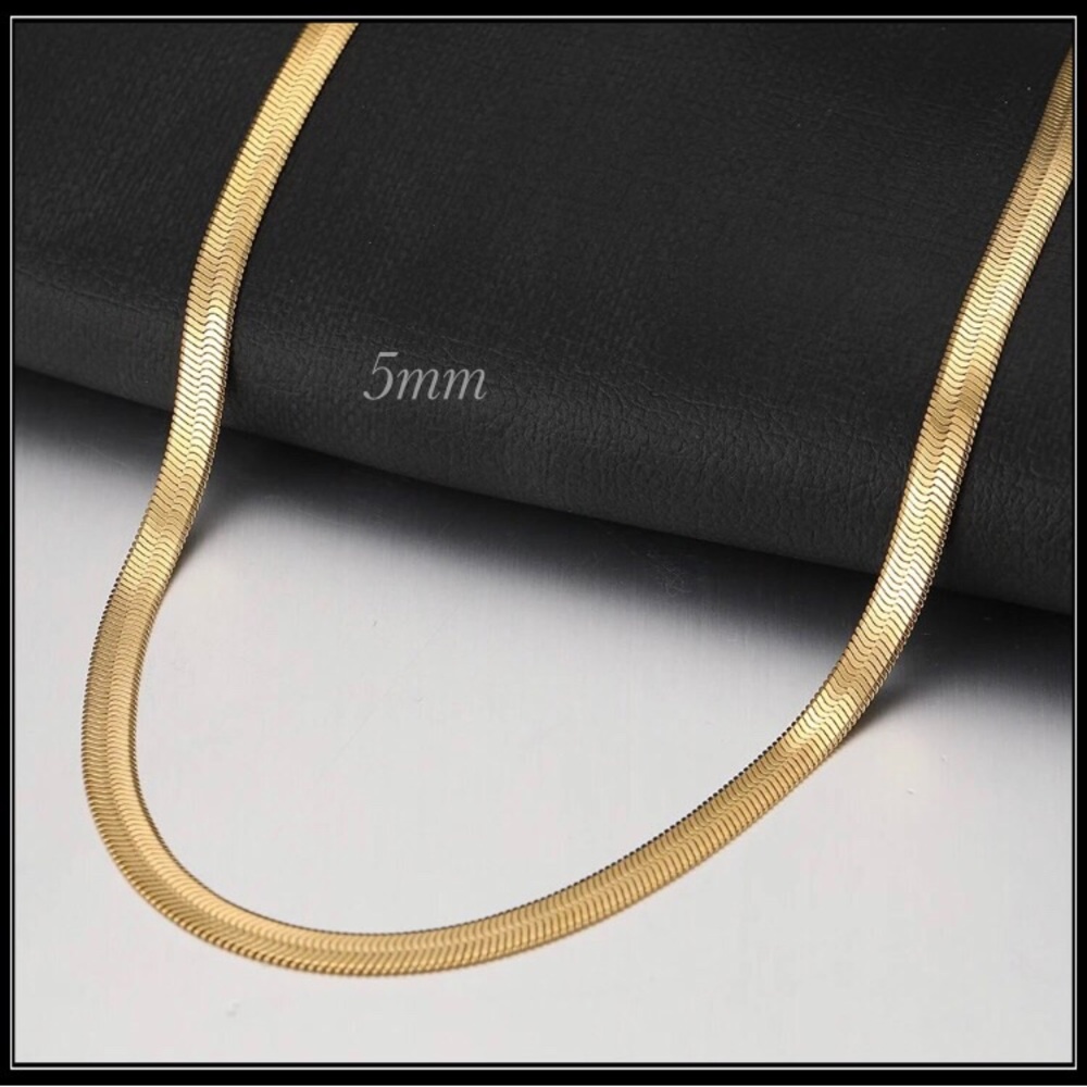NEW GOLD 5mm HERRINGBONE SNAKE CHAIN CHOKER OMEGA NECKLACE